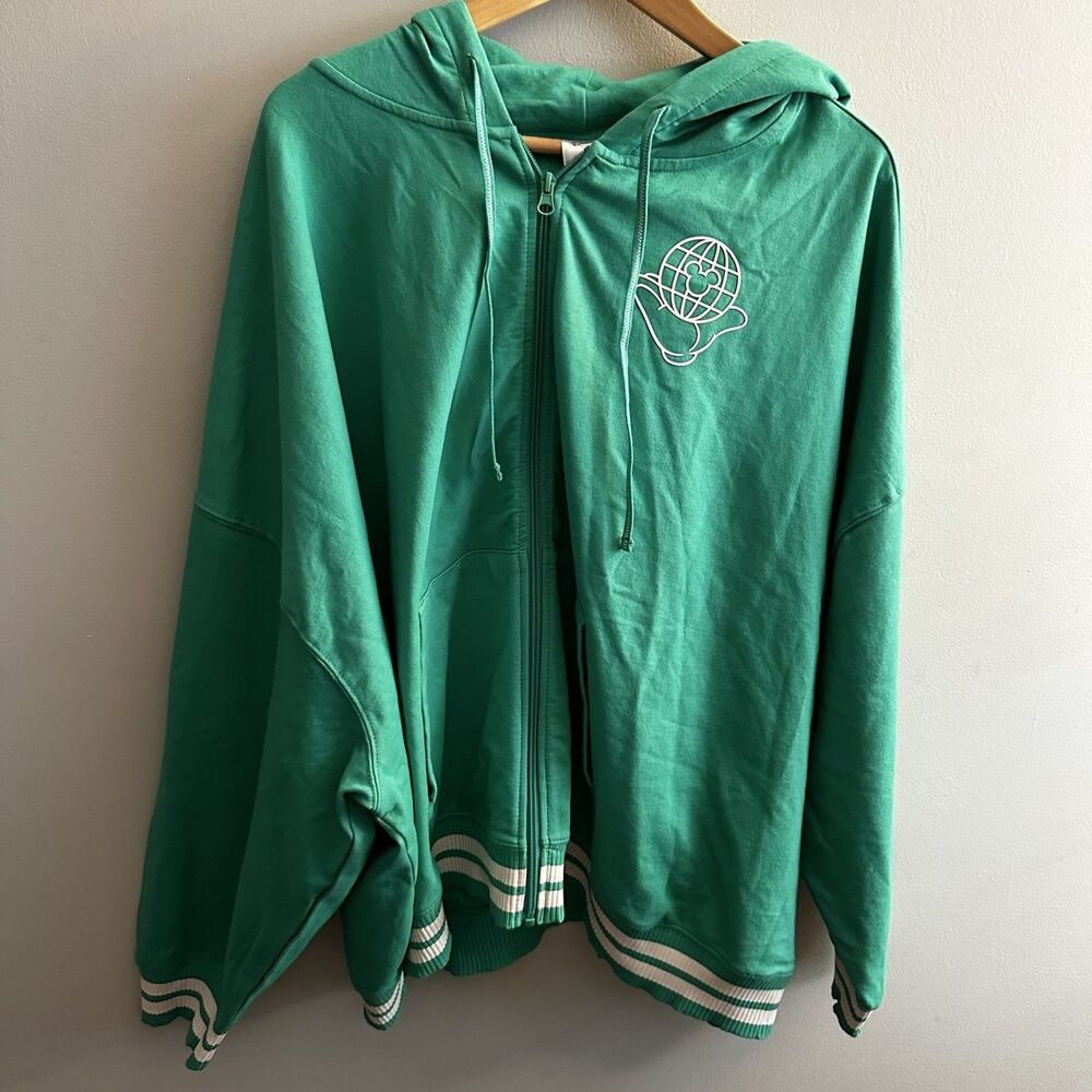 NEW Walt Disney World Varsity Zip Hoodie Womens 3X Green Parks With Tags